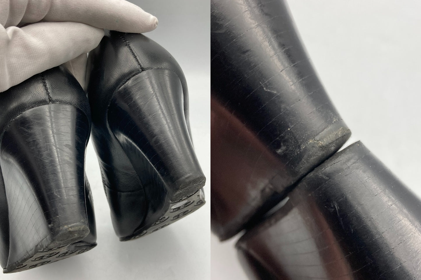 TORY BURCH トリーバーチ レザー ウェッジソール パンプス サイズ7M ブラック 中古 D4