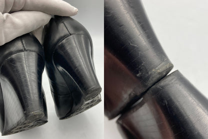 TORY BURCH トリーバーチ レザー ウェッジソール パンプス サイズ7M ブラック 中古 D4