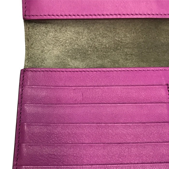 CELINE セリーヌ ラージストラップ マルチファンクション 長財布 レディース 二つ折り レザー バイカラー スナップ調節可 グレー/ピンク 中古 T1