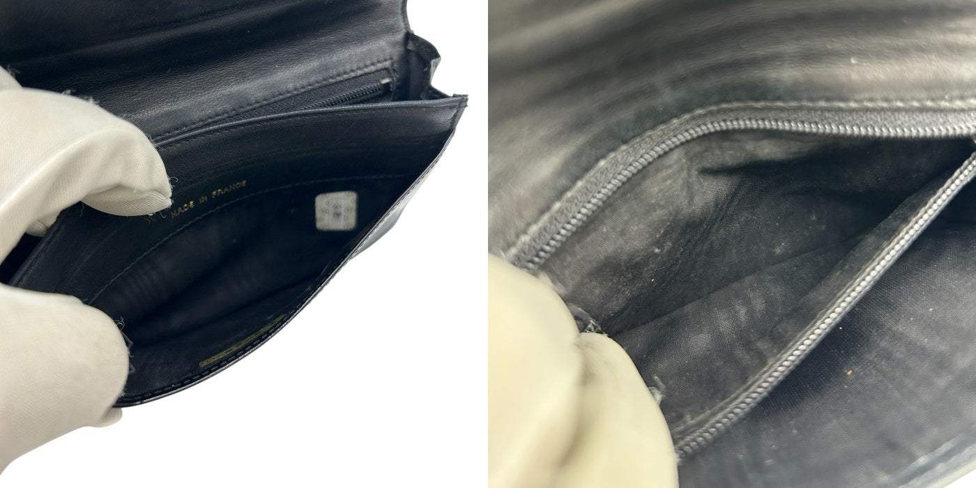 CHANEL シャネル エナメル ココマーク 財布 ブランド レディース コンパクト ブラック 中古 W４