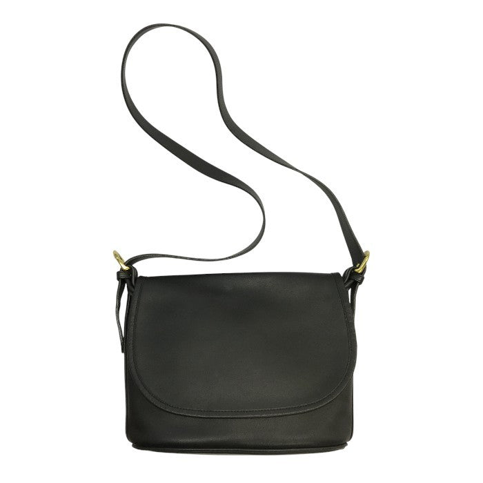 COACH コーチ ショルダーバッグ ユニセックス レザー シンプル フラップ 斜め掛け 男女兼用 オールド ブラック 4150 中古 T1