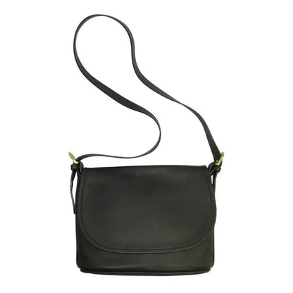 COACH コーチ ショルダーバッグ ユニセックス レザー シンプル フラップ 斜め掛け 男女兼用 オールド ブラック 4150 中古 T1