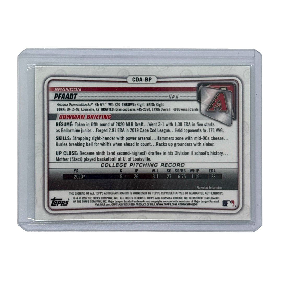 TOPPS MLBカード BOWMAN CHROME 1ST BRANDON PFAADT ARIZONA DIAMONDBACKS /99 #CDA-BP 中古 IT1