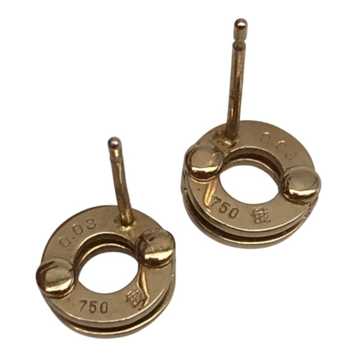 俄 NIWAKA K18PG/ダイヤモンド0.03ct ピアス レディース 両耳 2個セット スタッド ラウンド リング ピンクゴールド 中古 T1