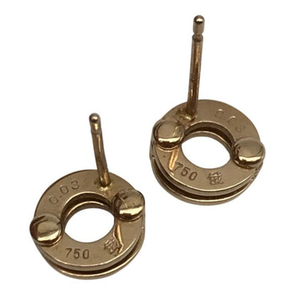 俄 NIWAKA K18PG/ダイヤモンド0.03ct ピアス レディース 両耳 2個セット スタッド ラウンド リング ピンクゴールド 中古 T1