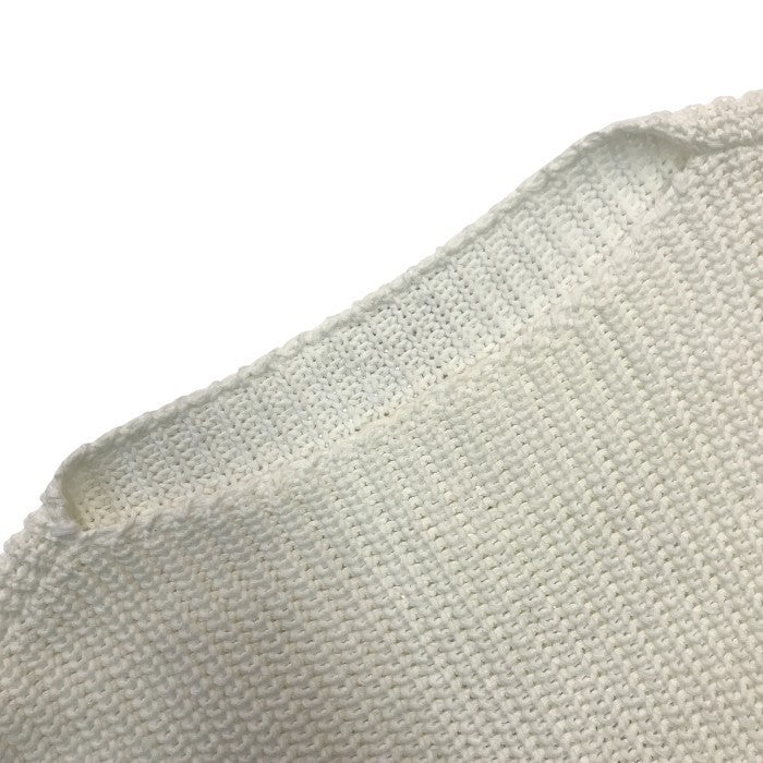 FERRAGAMO フェラガモ ニットトップス レディース 春 コットン サイドカット スリット ボートネック チュニック ホワイト XSサイズ 中古 T1