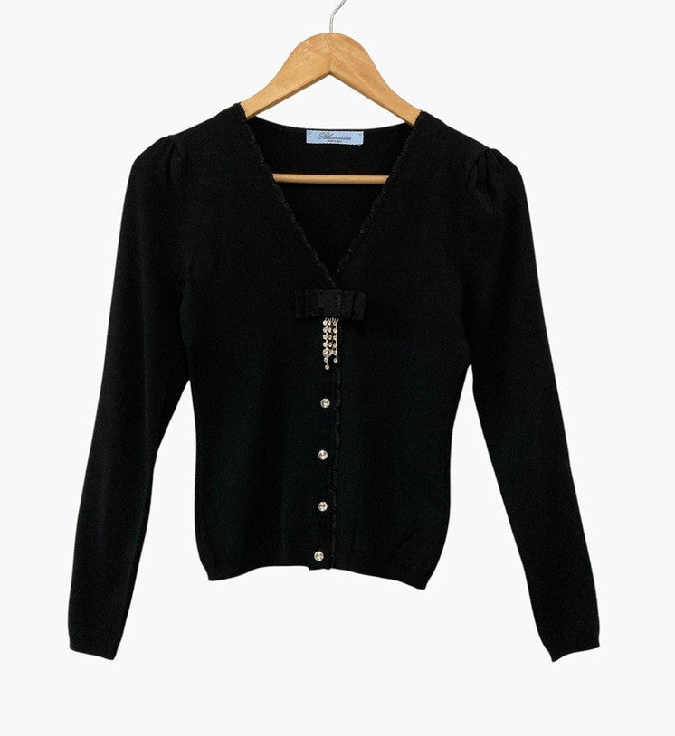 Blumarine ブルマリン スワロフスキーボタン カーディガン WL0213316 サイズ IT40 ブラック 中古 D4