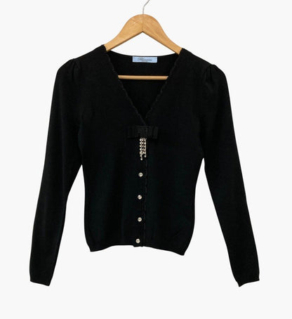 Blumarine ブルマリン スワロフスキーボタン カーディガン WL0213316 サイズ IT40 ブラック 中古 D4