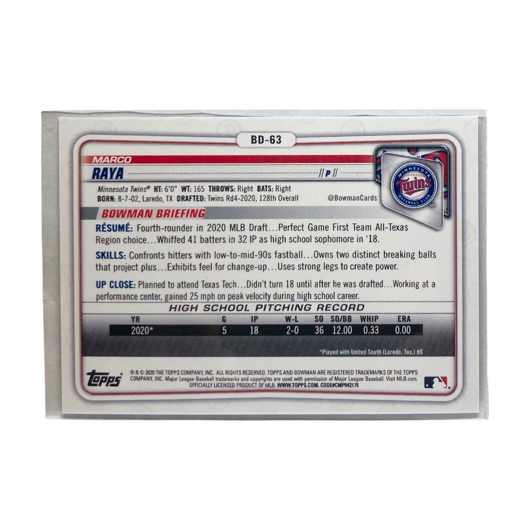 TOPPS MLBカード BOWMAN 1ST MARCO RAYA TWINS 97/150 #BD-63 中古 IT2