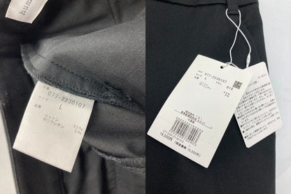 human woman ヒューマンウーマン サテンストレッチ スリムパンツ 077-2230107 サイズL ブラック 中古 D4