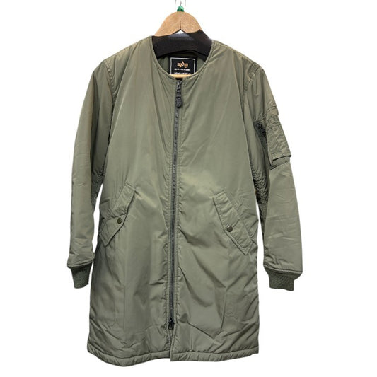 ALPHA INDUSTRIES SENSE OF PLACE アルファインダストリーズ センスオブプレイス ノーカラーコート M レディース MA-1 アウター 秋 冬 カーキ 中古 W４