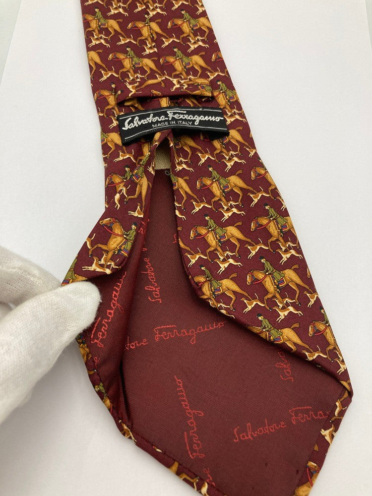 Salvatore Ferragamo サルヴァトーレ フェラガモ 馬柄 乗馬 ネクタイ 中古 D4