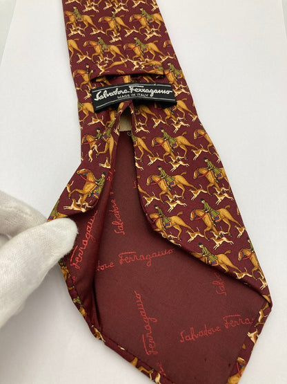 Salvatore Ferragamo サルヴァトーレ フェラガモ 馬柄 乗馬 ネクタイ 中古 D4