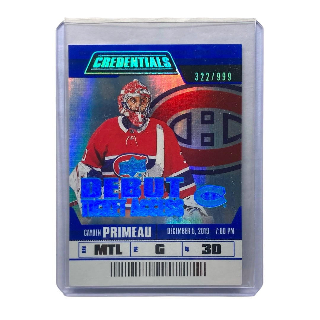 UPPER DECK NHLカード GREDENTIALS CAYDEN PRIMEAU CANADIENS 322/999 #60 中古 IT2