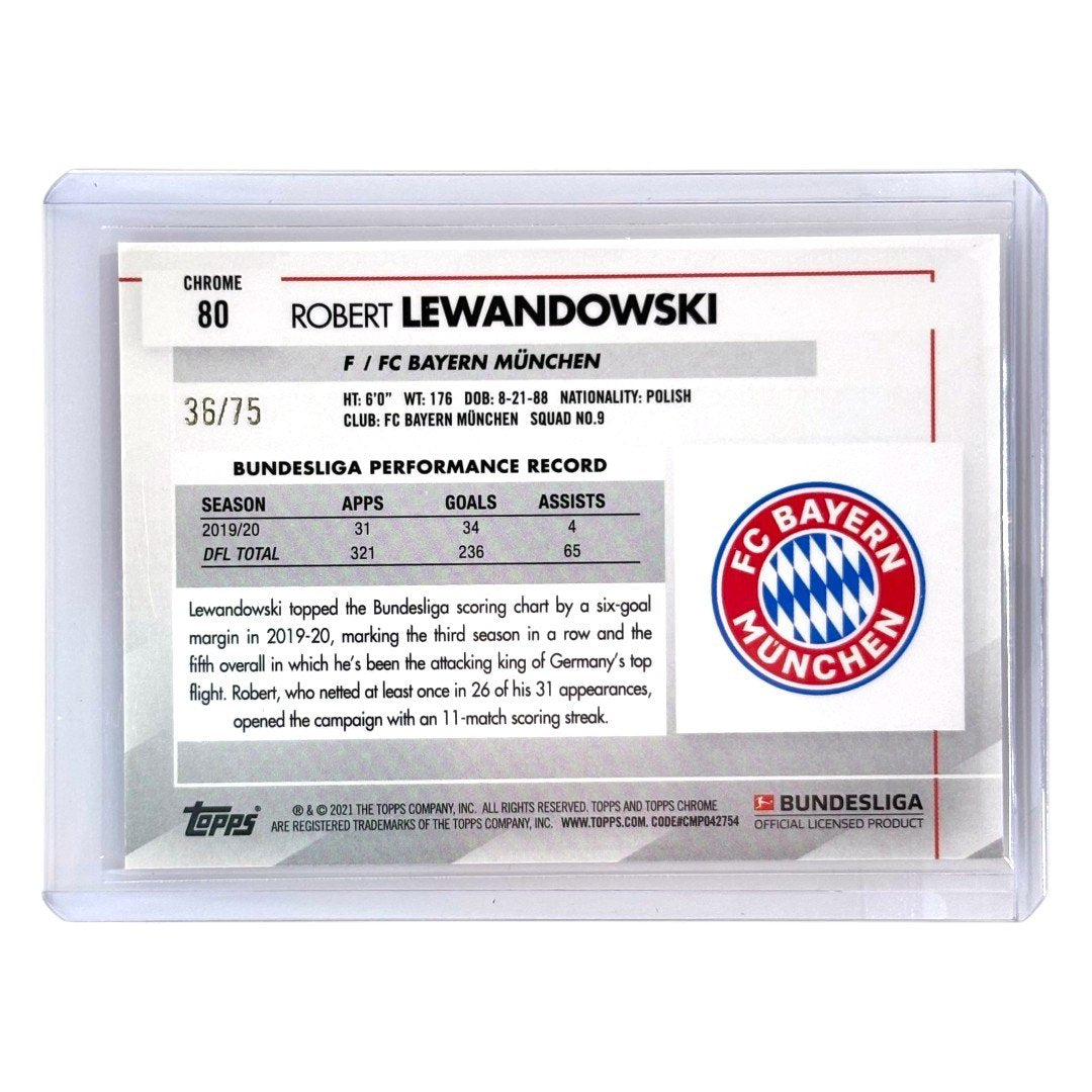 TOPPS サッカーカード CHROME ROBERT LEWANDOWSKI BAYERN MUNCHEN /75 #80 中古 IT1