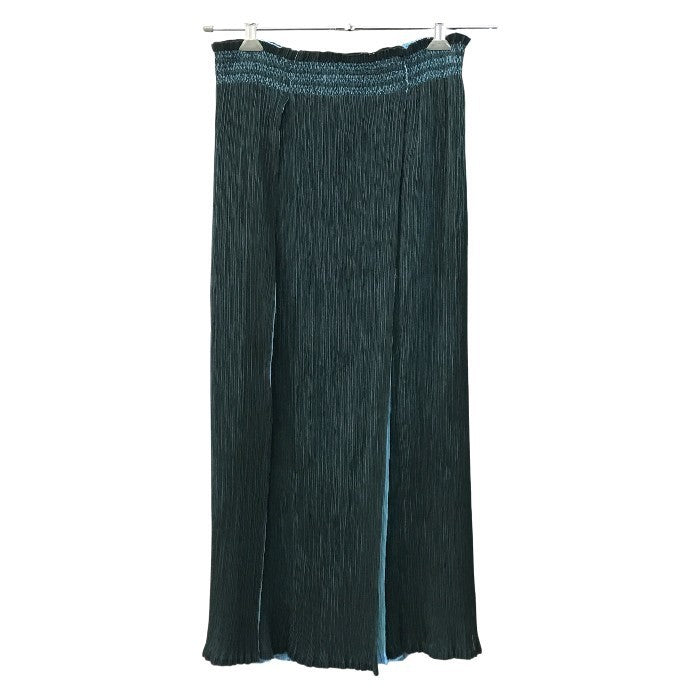 ISSEY MIYAKE イッセイミヤケ ホワイトレーベル ロングスカート レディース プリーツ フレア スリット グリーン/ブルー 2サイズ IM42FG213 中古 T1