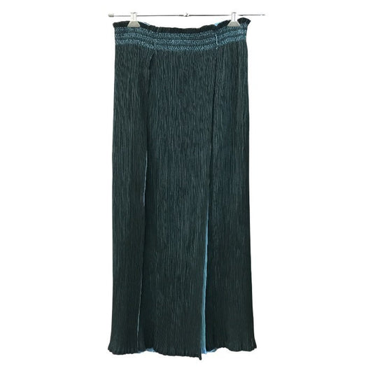 ISSEY MIYAKE イッセイミヤケ ホワイトレーベル ロングスカート レディース プリーツ フレア スリット グリーン/ブルー 2サイズ IM42FG213 中古 T1