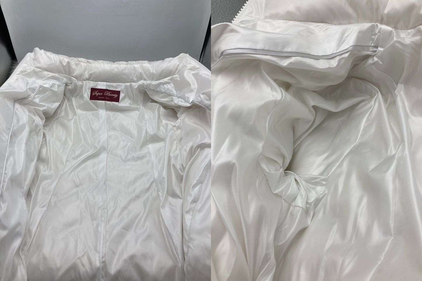 Super Beauty スーパービューティー ブルーフォックスファー ダウンコート ホワイト レディース サイズ40 中古 D4