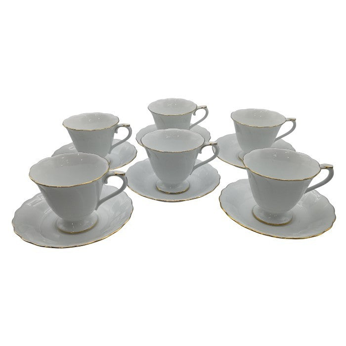OKURA 大倉陶園 フリル ゴールドライン コーヒーカップ&ソーサー 6客 中古 H4