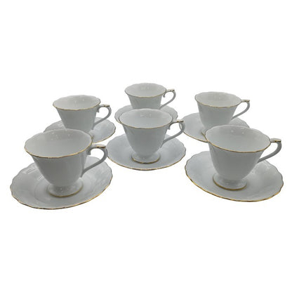 OKURA 大倉陶園 フリル ゴールドライン コーヒーカップ&ソーサー 6客 中古 H4