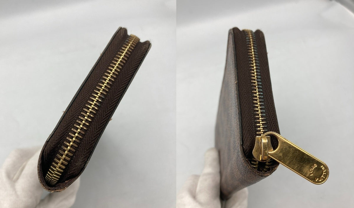 LOUIS VUITTON ルイヴィトン ダミエ エベヌ ジッピーウォレット ラウンドファスナー 長財布 ブラウン N60015 中古 D4