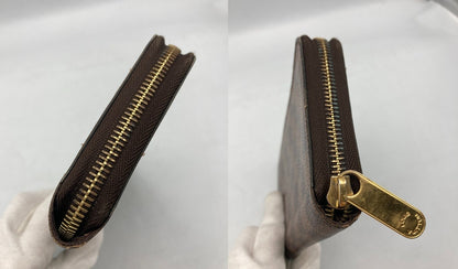 LOUIS VUITTON ルイヴィトン ダミエ エベヌ ジッピーウォレット ラウンドファスナー 長財布 ブラウン N60015 中古 D4