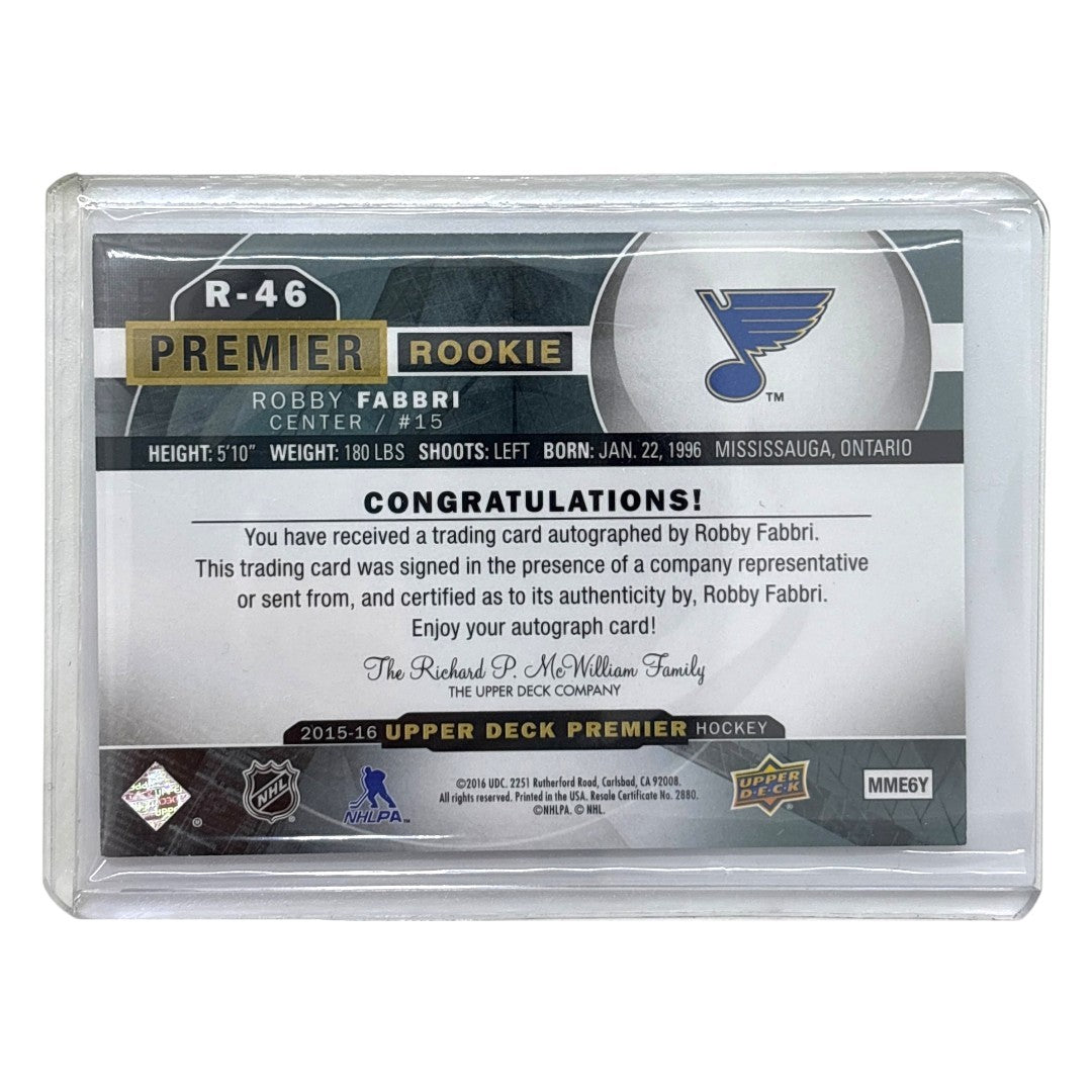 UPPER DECK NHLカード PREMIER ROBBY FABBRI BLUES /49 #R-46 中古 IT1