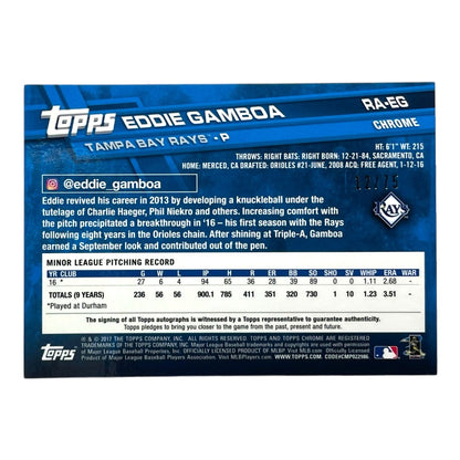 TOPPS MLBカード CHROME EDDIE GAMBOA TAMPA BAY RAYS /75 #RA-EG 中古 IT2