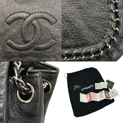 CHANEL シャネル ラグジュアリーライン ショルダーバッグ レディース レザー チェーンショルダー ココマーク シルバー金具 ブラック 中古 T1