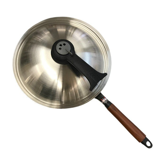 北陸アルミニウム ウー・ウェンパン 28cm フライパン 片手鍋 蒸し器 ガス火専用 スチームコントローラー カームナイトグレー 中古 T1