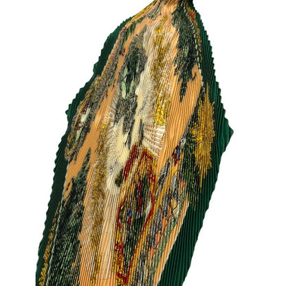 HERMES エルメス プリーツ スカーフ グリーン レディース ブランド おしゃれ 服飾 中古 W４