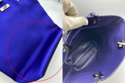 GUCCI グッチ サテン トートバッグ 002・1099 ブルー 中古 D4