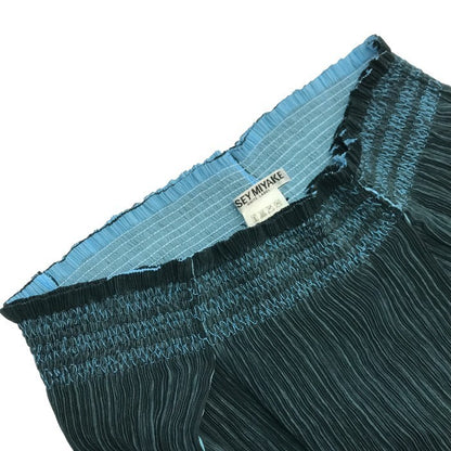 ISSEY MIYAKE イッセイミヤケ ホワイトレーベル ロングスカート レディース プリーツ フレア スリット グリーン/ブルー 2サイズ IM42FG213 中古 T1
