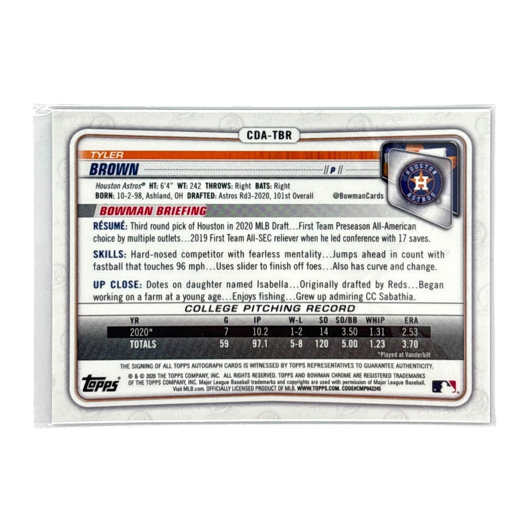 TOPPS MLBカード BOWMAN CHROME 1ST TYLER BROWN HOUSTON ASTROS /250 #CDA-TBR 中古 IT1