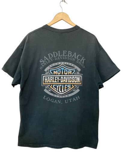 ヘインズ Hanes Harley-Davidson ハーレーダビッドソン ポケット プリントTシャツ イーグル サイズXL 中古 D4