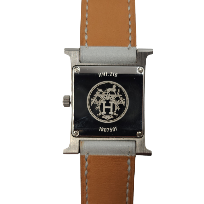 HERMES エルメス Hウォッチ 腕時計 レディース アナログ クォーツ アイスブルー HH1-210 スクエア 中古 T1
