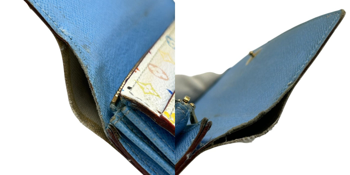 LOUIS VUITTON ルイヴィトン モノグラム・マルチカラー ポルトフォイユ・サラ 二つ折り長財布 ブロンxレザン M93742 レディース メンズ ブランド カードポケット 小銭入れ 廃盤 中古 W４