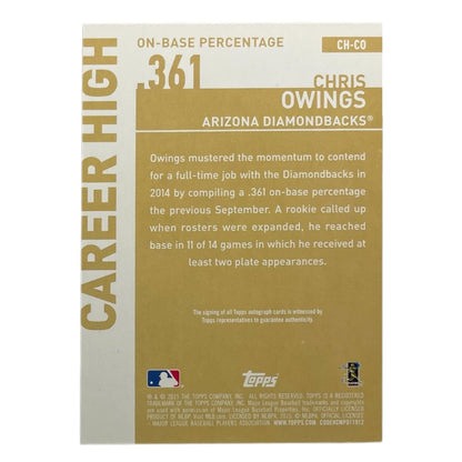 TOPPS MLBカード CAREER HIGH CHRIS OWINGS ARIZONA DIAMONDBACKS #CH-CO 中古 IT2