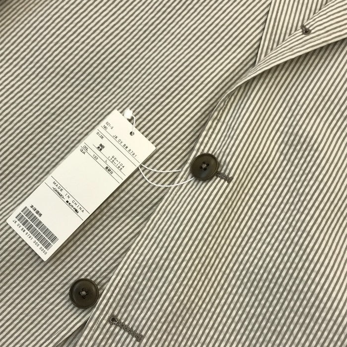 J.PRESS ジェイプレス テーラードジャケット メンズ 春夏 段返り3つボタン 薄手 ストレッチ ストライプ ホワイト系/グレー Lサイズ 中古 T1