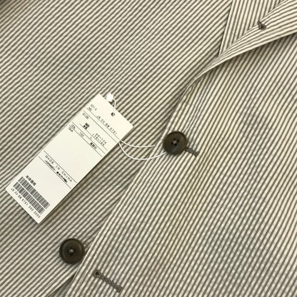 J.PRESS ジェイプレス テーラードジャケット メンズ 春夏 段返り3つボタン 薄手 ストレッチ ストライプ ホワイト系/グレー Lサイズ 中古 T1