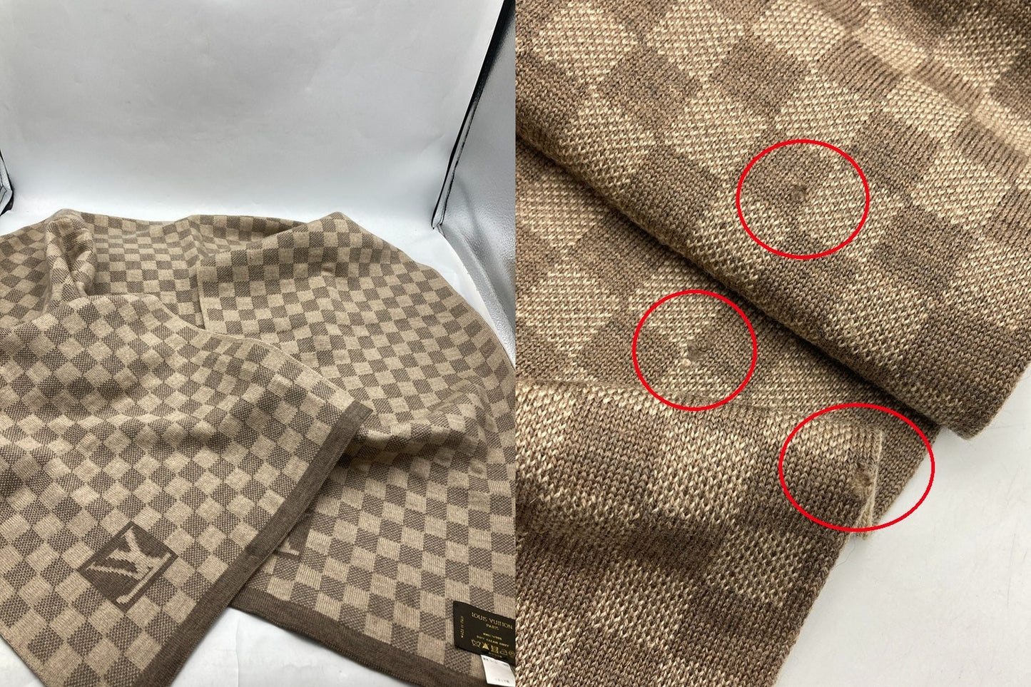 LOUIS VUITTON ルイヴィトン ダミエ エシャルプ・プティ マフラー 402330 中古 D4