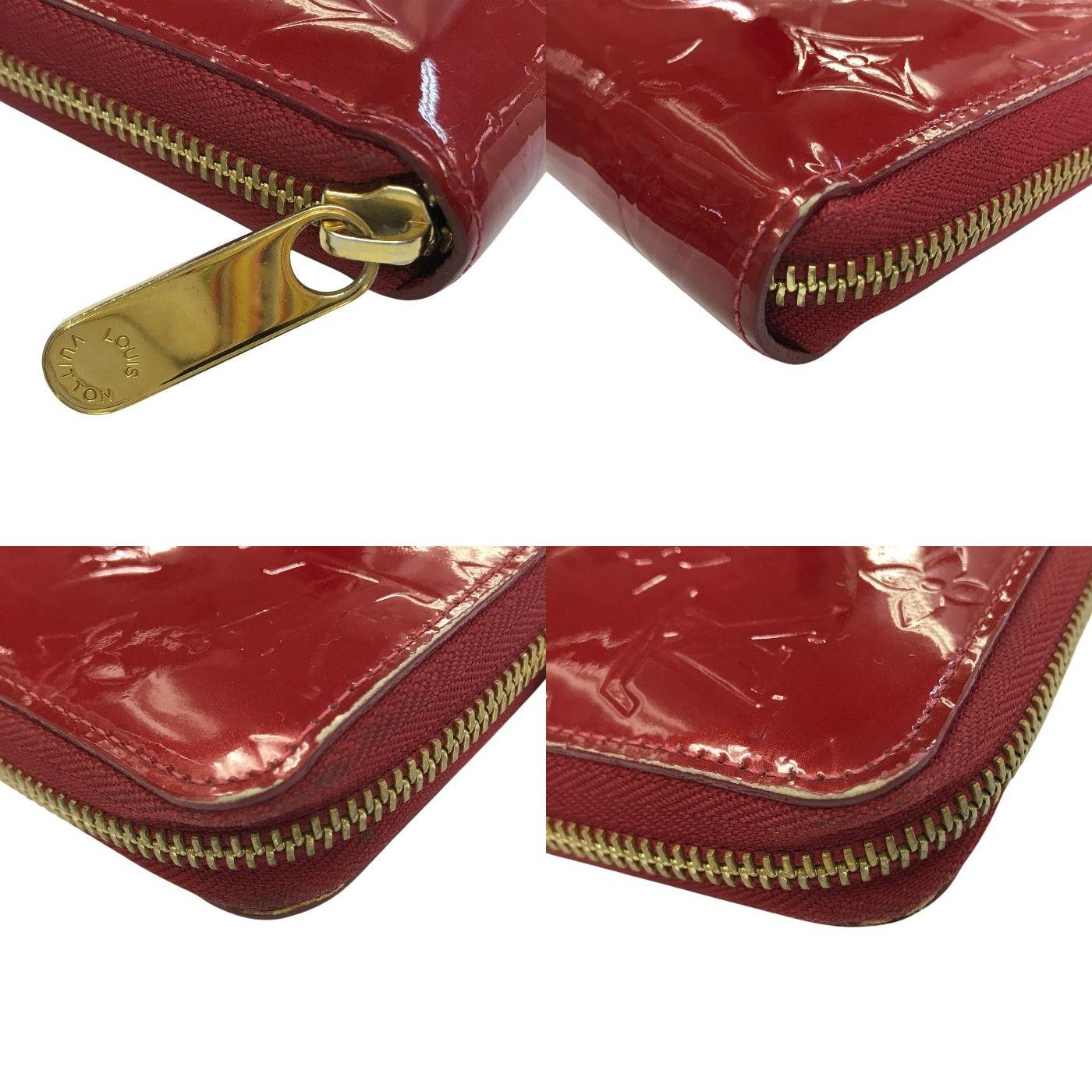 LOUIS VUITTON ルイヴィトン ヴェルニ ジッピーウォレット 長財布 レディース エナメル ラウンドファスナー ジップ 小銭入れ付き レッド M90200 中古 T1