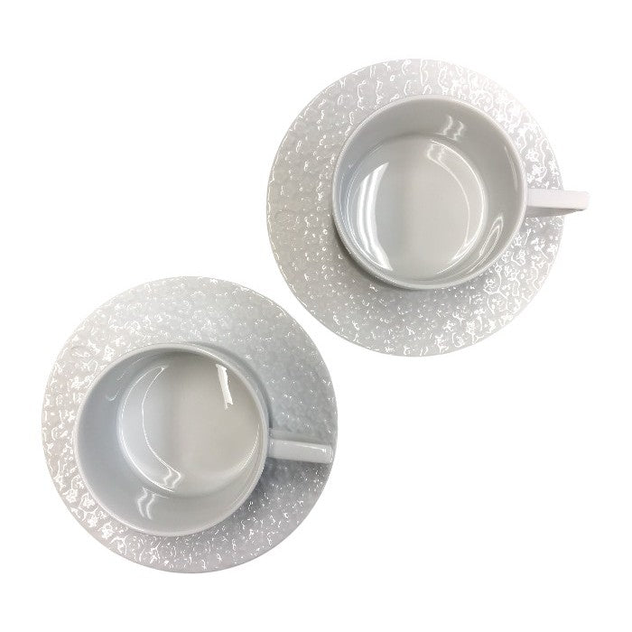 Meissen マイセン ロイヤルブロッサム カップ＆ソーサー 180ml ペア 2客 ホワイト コーヒー 立体 花レリーフ C/S 中古 T1