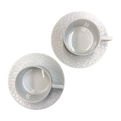 Meissen マイセン ロイヤルブロッサム カップ＆ソーサー 180ml ペア 2客 ホワイト コーヒー 立体 花レリーフ C/S 中古 T1