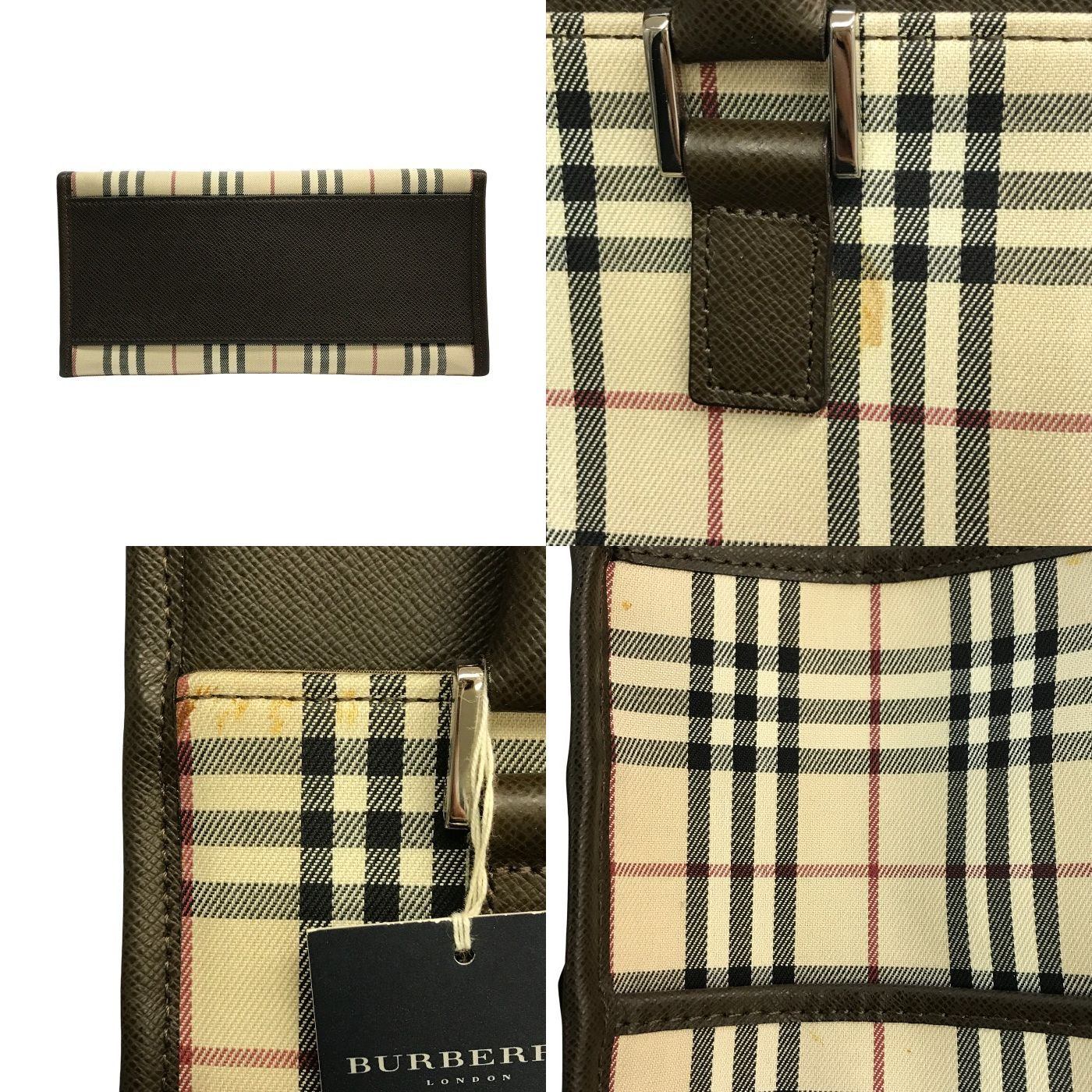 BURBERRY バーバリー ハンドバッグ レディース ノバチェック レザー ミニトート 西川製 ブラウン 中古 T1