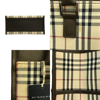 BURBERRY バーバリー ハンドバッグ レディース ノバチェック レザー ミニトート 西川製 ブラウン 中古 T1