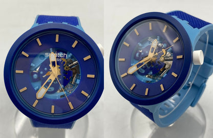SWATCH スウォッチ BOUNCING BLUE バウンシングブルー BIG BOLD 腕時計 SB05N105 中古 D4