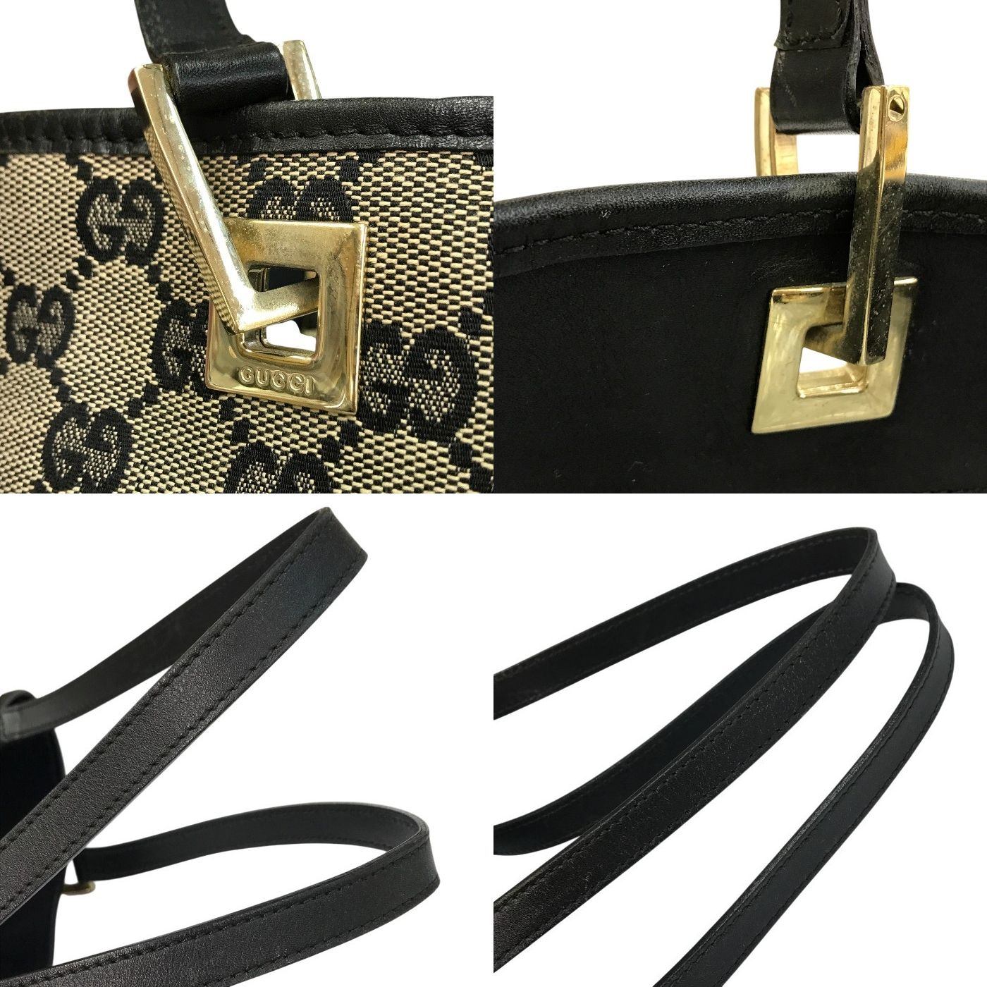 GUCCI グッチ GGキャンバス トートバッグ レディース セミショルダー デイリーユース ブラック 002058 中古 T1
