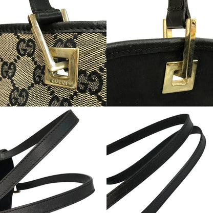 GUCCI グッチ GGキャンバス トートバッグ レディース セミショルダー デイリーユース ブラック 002058 中古 T1