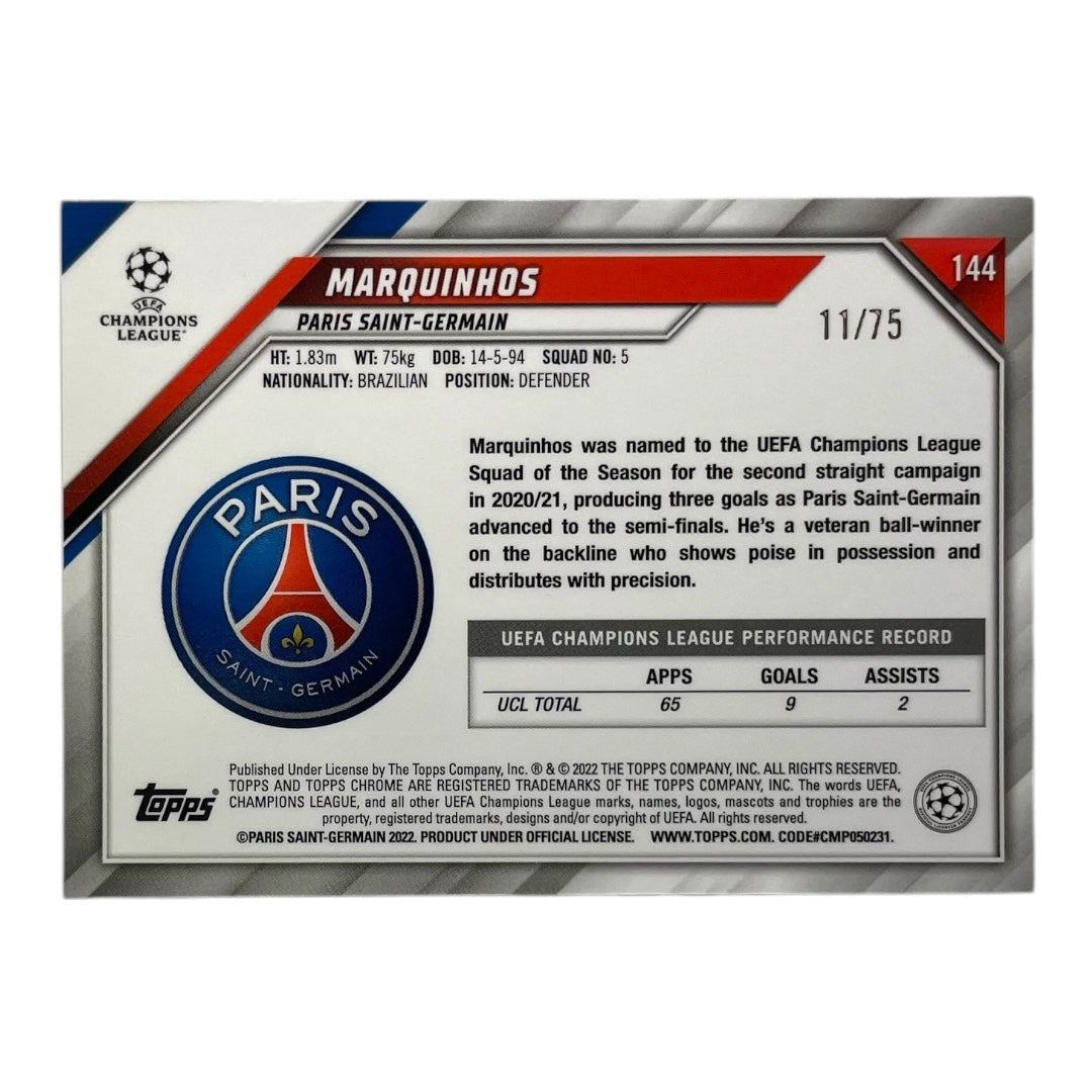 TOPPS サッカーカード CHROME MARQUINHOS PARIS SAINT-GERMAIN /75 #144 中古 IT2